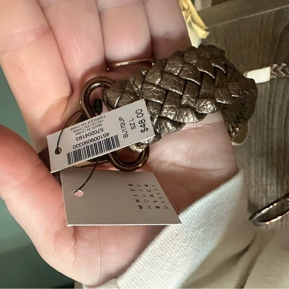 NWT White House Black Market Metallic Braided Belt size L 👑 - Picture 2 of 4